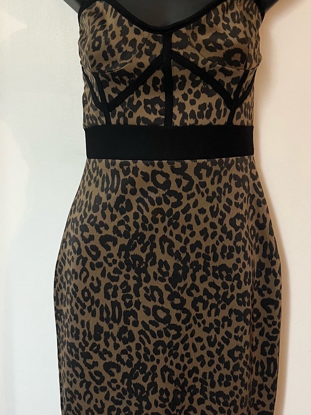 Boohoo Brown and Black Leopard Print Midi Dress